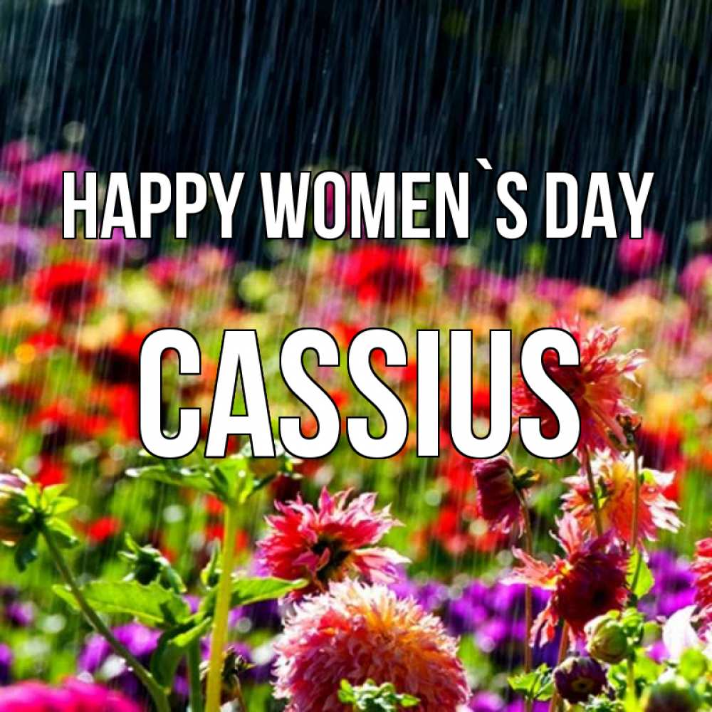 Greetings card с именем, Cassius happy women`s day цветы под дождиком к международному женскому дню Greetings with text for free download 